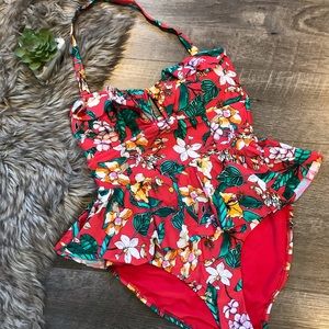 FOREVER 21 Plus Size Floral One Piece Swimsuit -1X